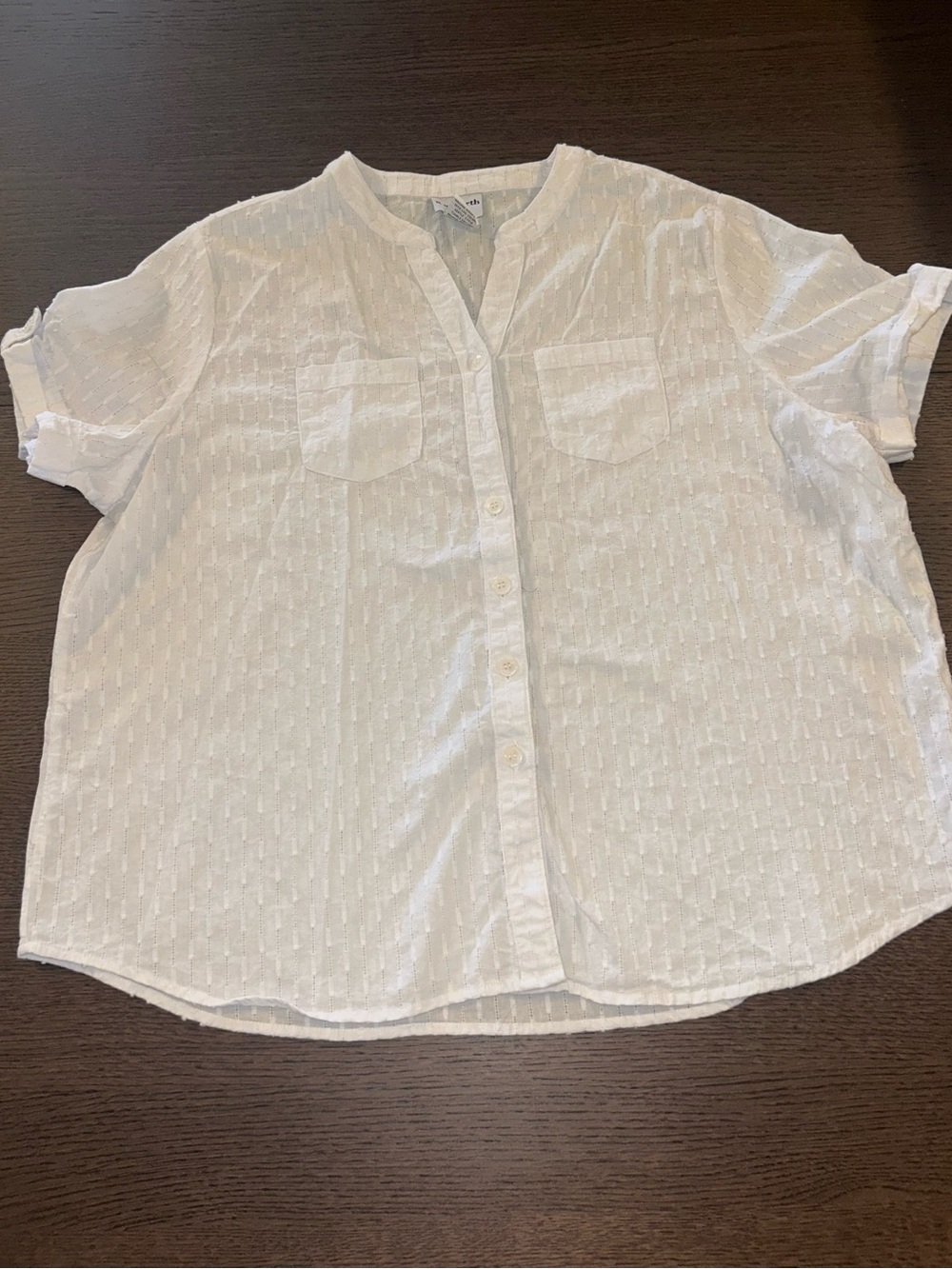 Bonworth Women's White Short-Sleeve Button Front Blouse 100% Cotton Sz XL Petite